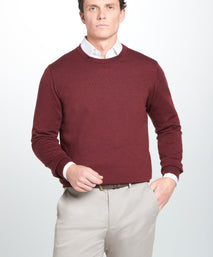 Burgundy Merino Wool Crew Neck Sweater