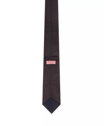 Black Plain Woven Silk Tie