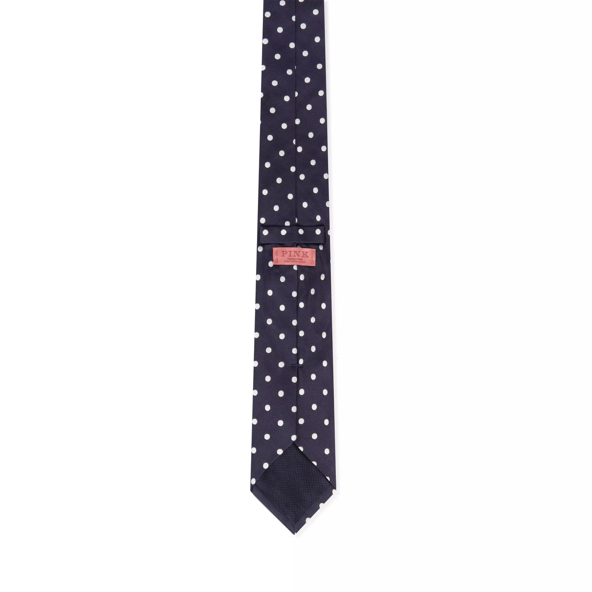 Navy Blue & White Polka Dot Silk Woven Tie