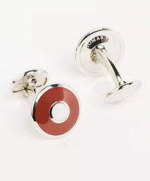 Red Silver Finish Enamel Target Cufflinks