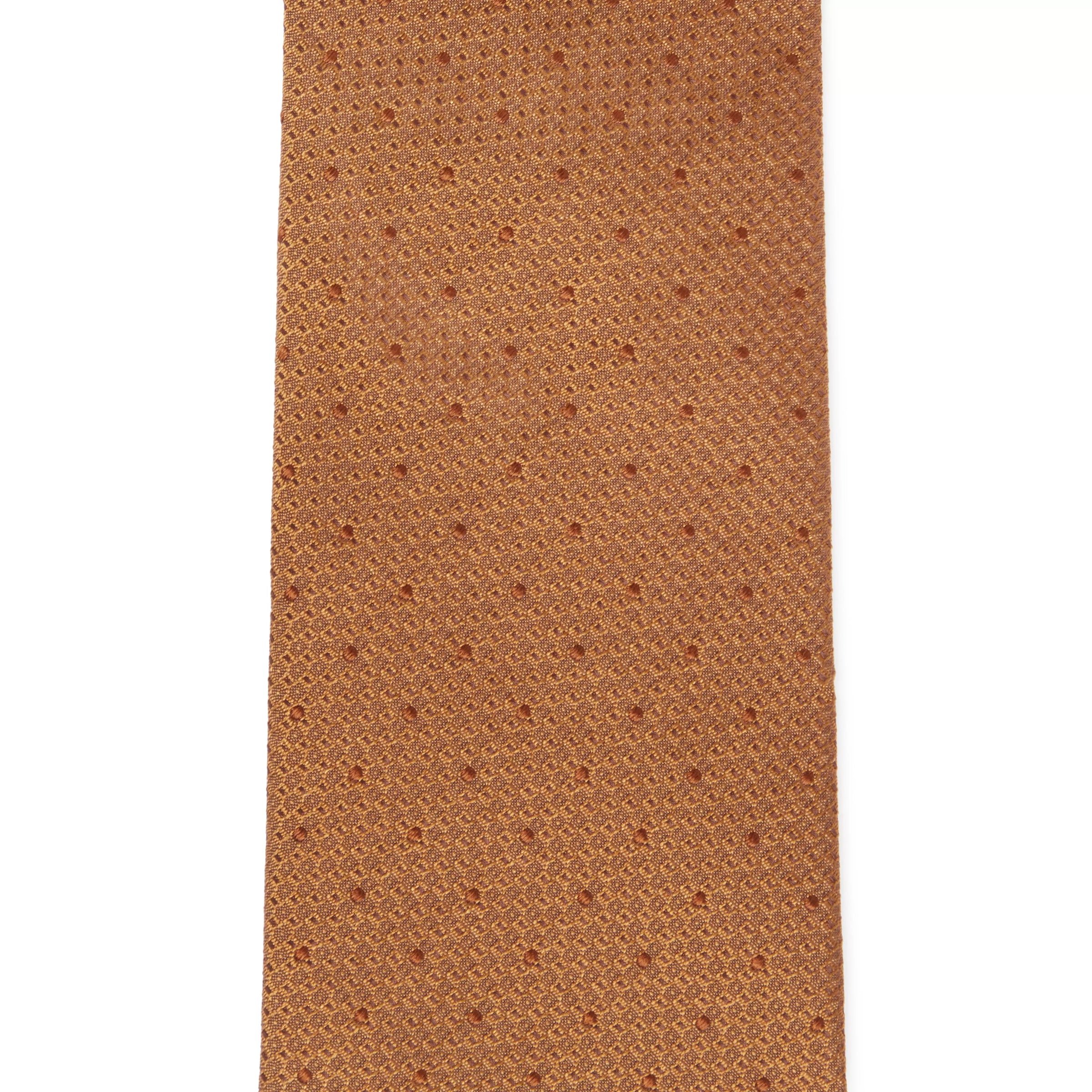 Mustard Yellow Pin Dot Textured Silk Woven Tie