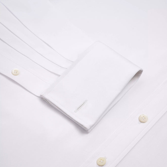 White Slim Fit Double Cuff Poplin Formal Shirt