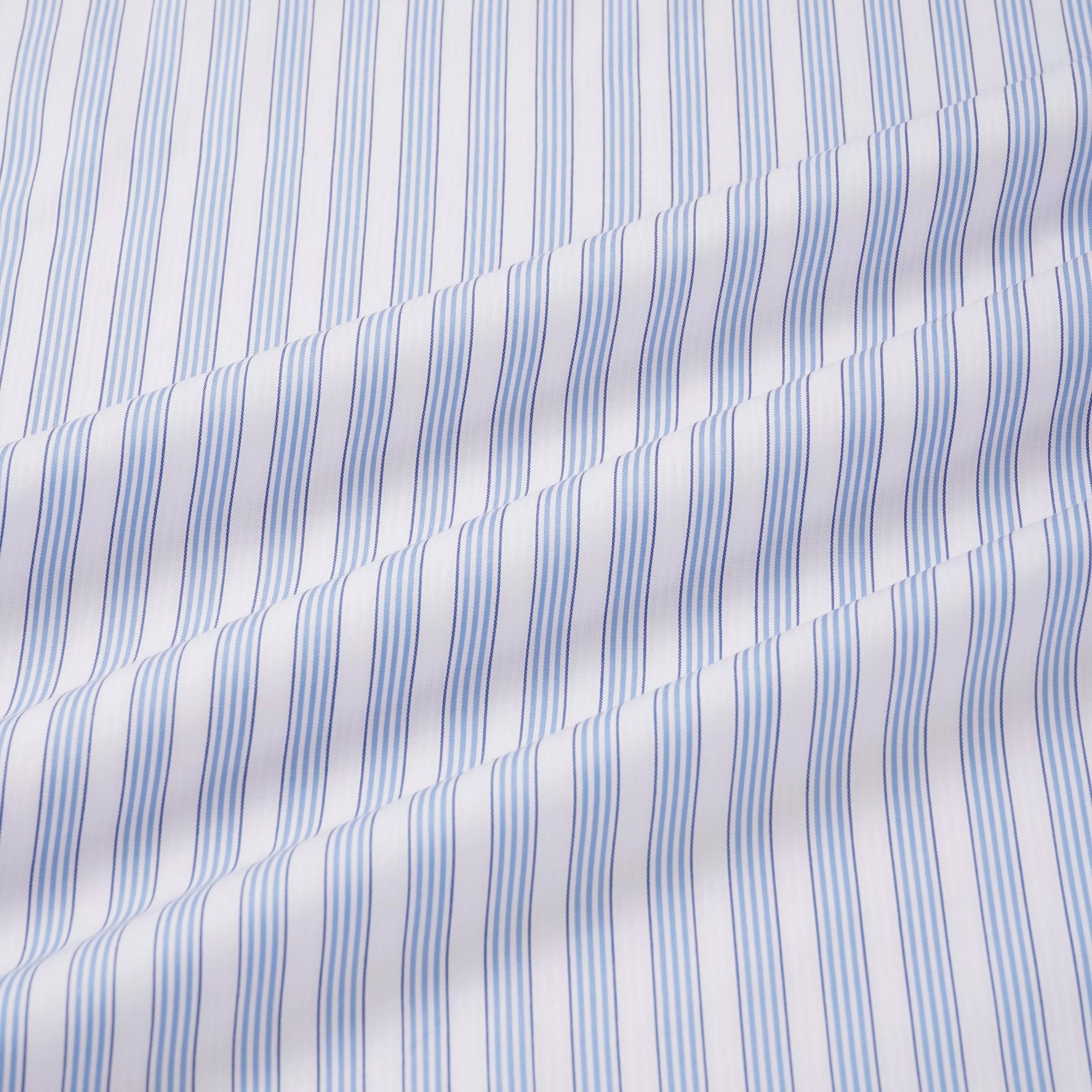 Pale Blue & White Slim Fit Formal Double Cuff Barbican Stripe Shirt