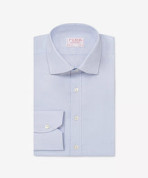 Pale Blue & White Classic Fit Small POW Check Formal Shirt