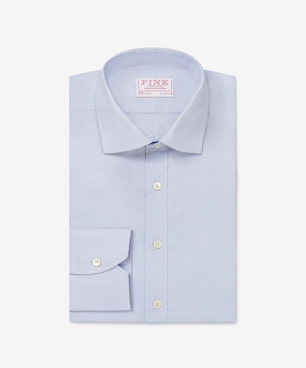 Pale Blue & White Classic Fit Small POW Check Formal Shirt