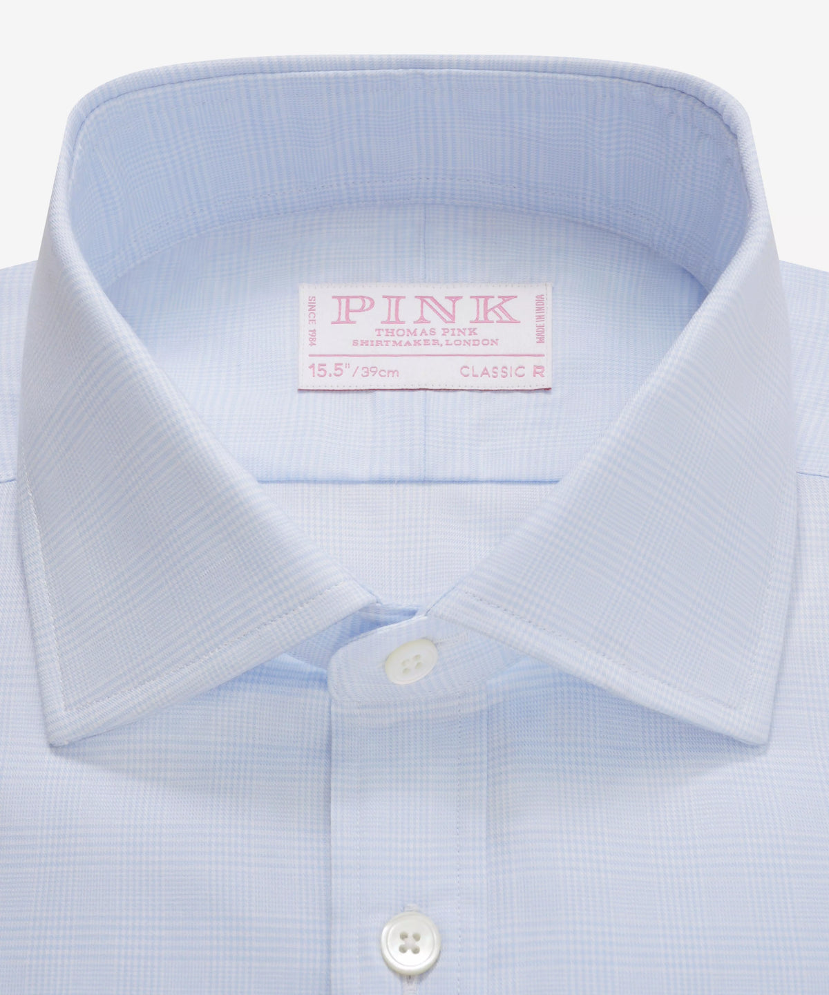 Pale Blue & White Classic Fit Small POW Check Formal Shirt