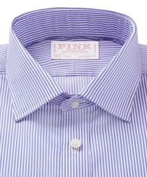 Blue & Navy Tailored Fit Bengal Twill Stripe Formal Shirt