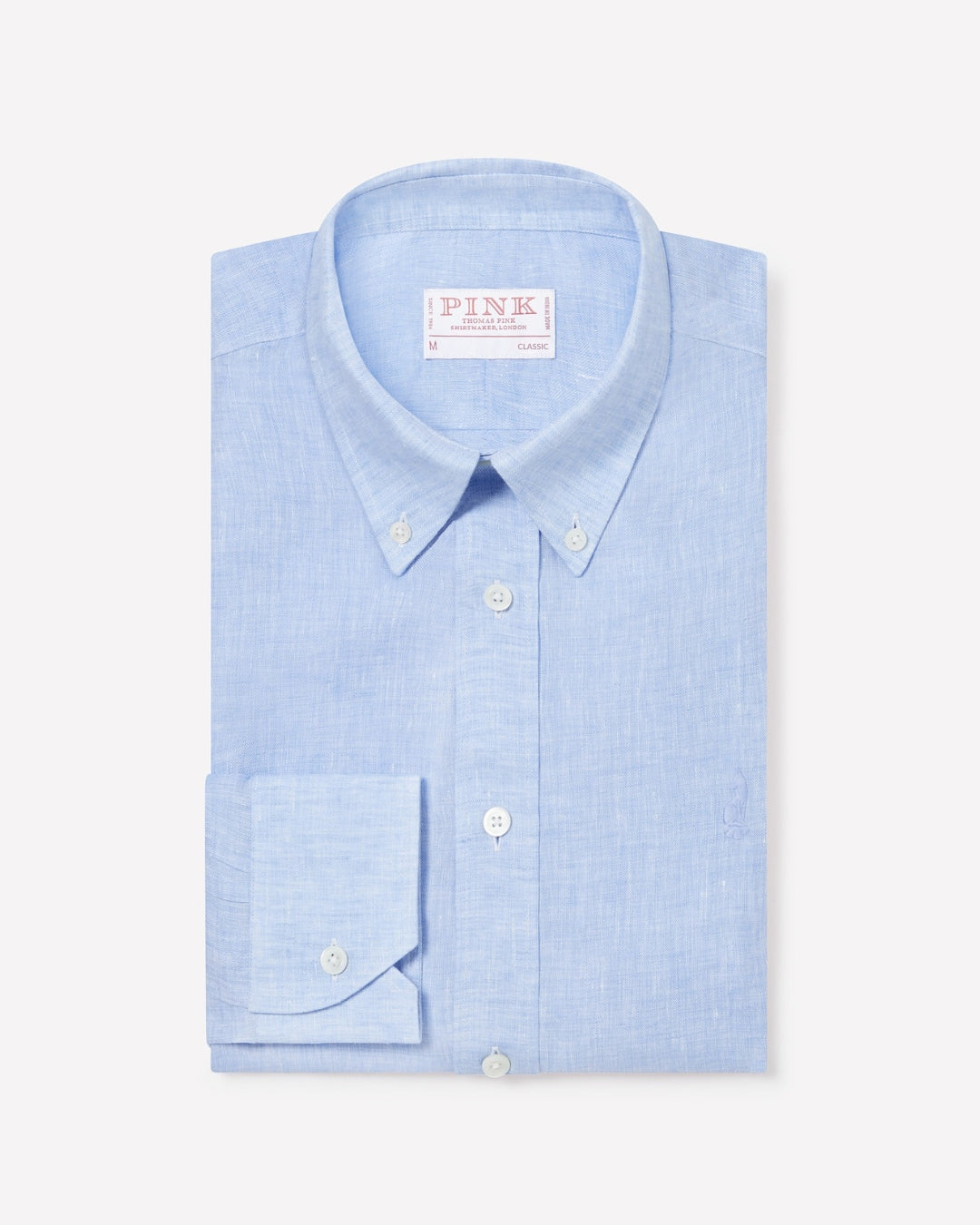 Pale Blue Classic Fit Essential Linen Button Down Smart Casual Shirt