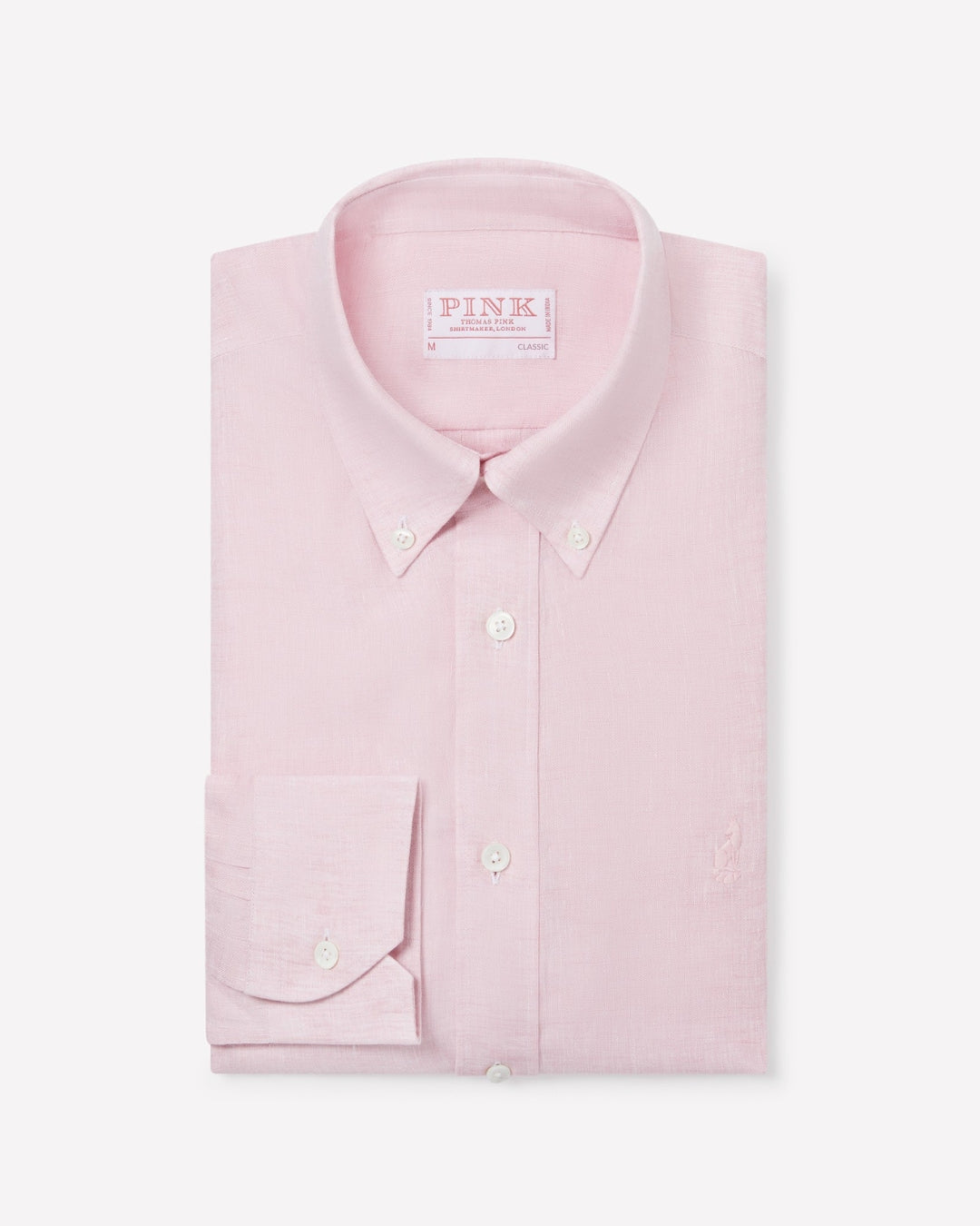 Pale Pink Classic Fit Essential Linen Button Down Smart Casual Shirt