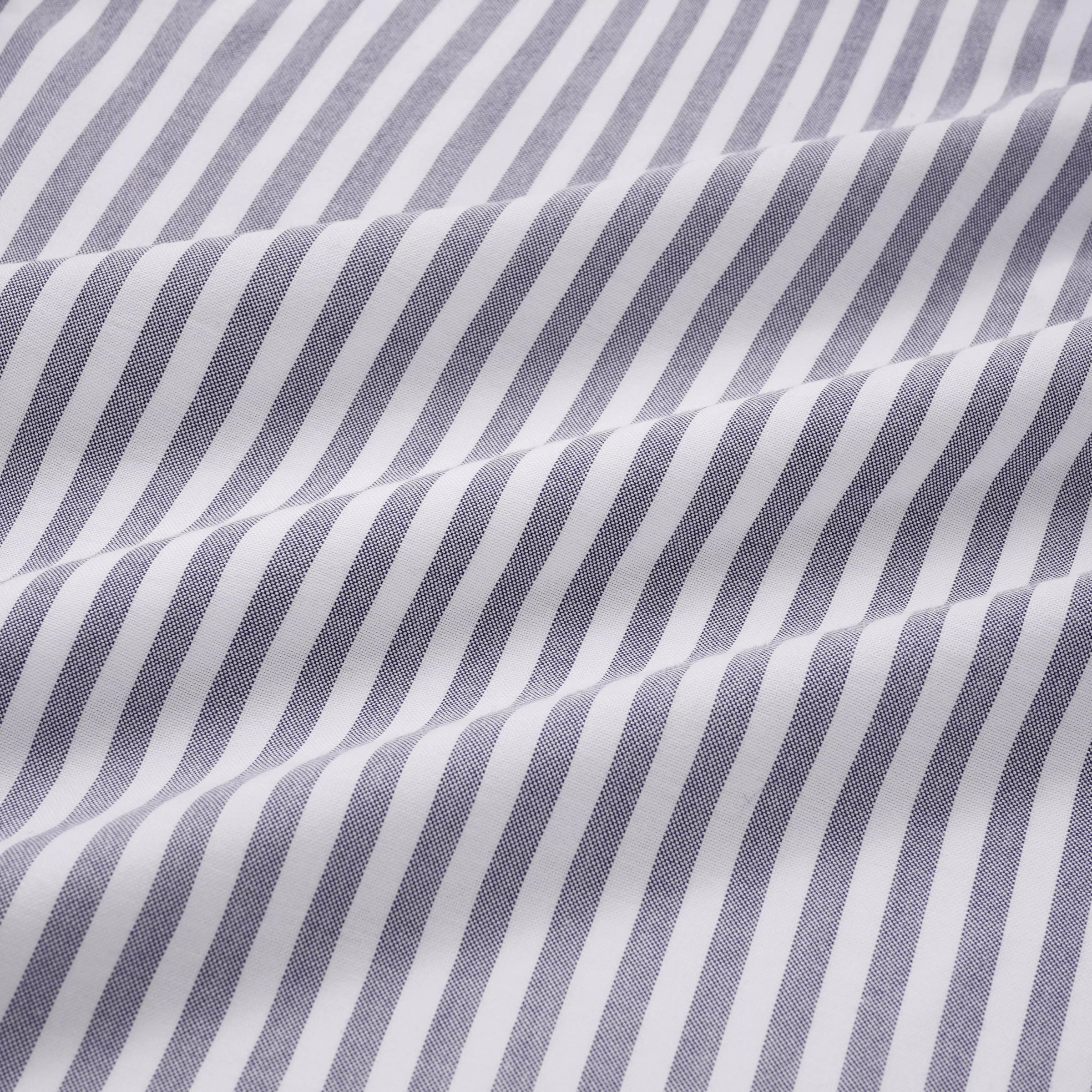 Navy Blue & White Classic Fit Smart Casual Striped Oxford Shirt