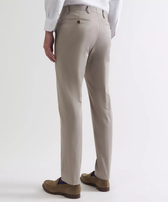 Stone Tailored Fit Cotton Twill Flat Front Trouser