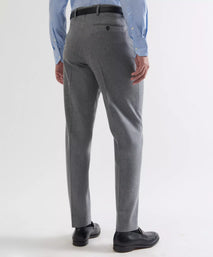 Grey Tailored Fit Merino Wool Pleated Trousers